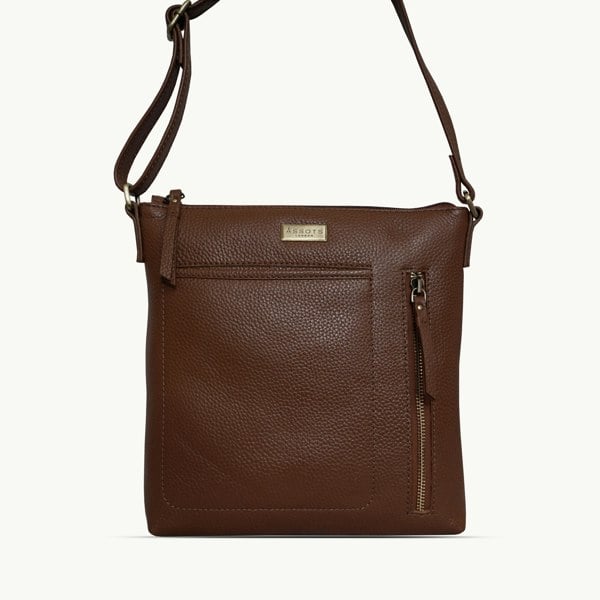 Assots London 'EDITH' Tan Pebble Grain Leather Crossbody bag