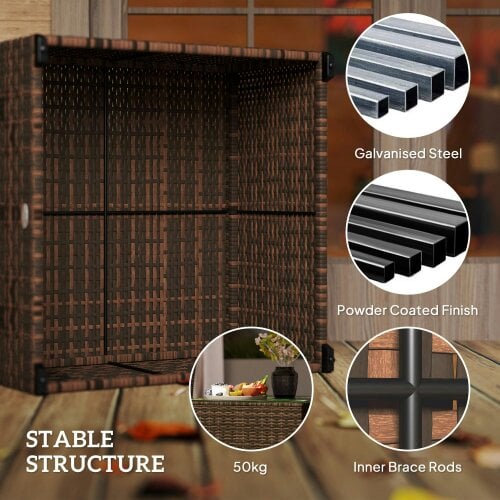 Wyld Haus Nolone Brown Rattan Outdoor Glass Top Side Table