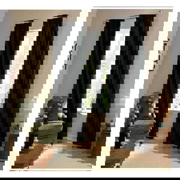 Furn Ultimate Velvet Pencil Pleat Curtains - Black