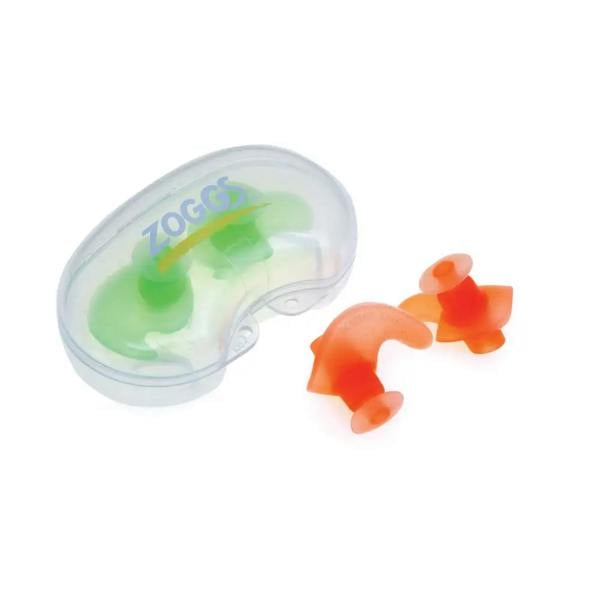 Zoggs Junior Aqua Ear Plugz orange green silicone earplugs