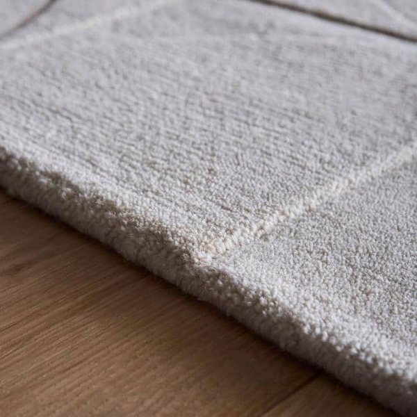 The Rugs Penny Geometric Wool Rug | Purple & Cream |