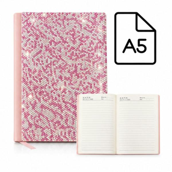 Sparkly A5 Notebook with Diamante-Style Embellished Cover - Pink
