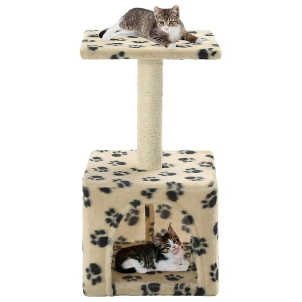 Berkfield Cat Tree with Sisal Scratching Post 55 cm Beige Paw Print