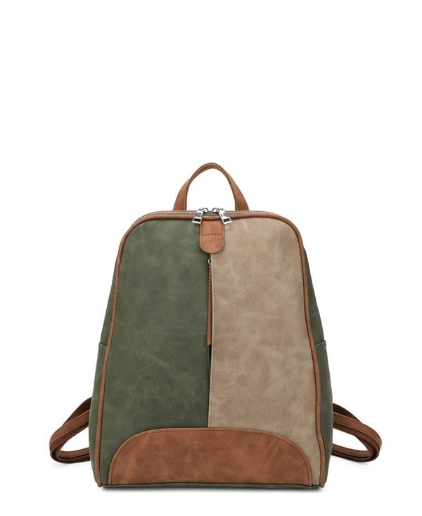 Kitise ColorBlock Faux Suede Backpack Adjustable Shoulder Strap