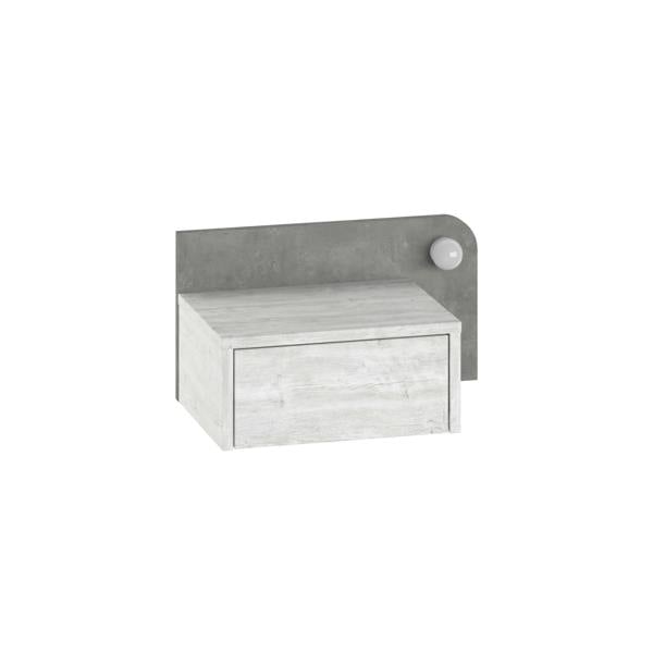Decortie Floating Bedside Table with Drawer, LED Light in 3-Tones 33.5cm Wall-mount Bedroom Storage Unit