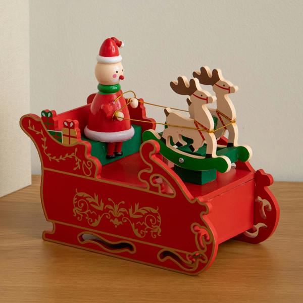 Samuel Alexander 17cm Musical Santa Sleigh with Moving Reindeer