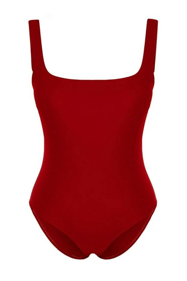 WOVCOR Square Neck Covered Regular Basic Swimsuit