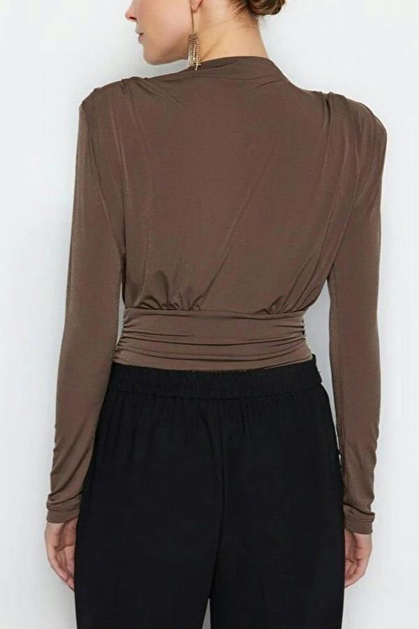 WOVCOR Knit Bodysuit with Drape Detail