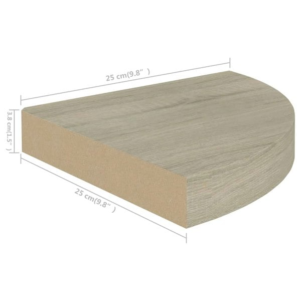 Berkfield Floating Corner Shelf Oak 25x25x3.8 cm MDF
