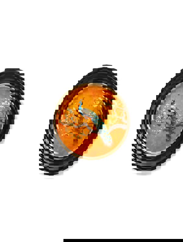 Exceptional Art Peacocks In Saffron Garden - Oxford round frame