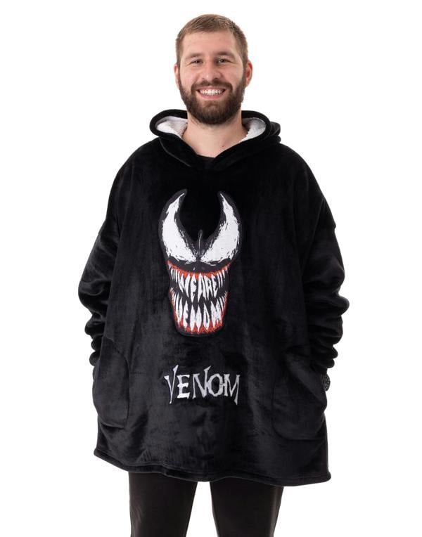 Marvel Mens Black Venom Blanket Hoodie (One Size)