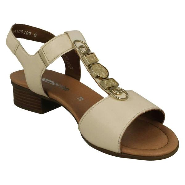 Remonte Ladies Remonte Block Heeled T-Bar Detailed Sandals D0P52