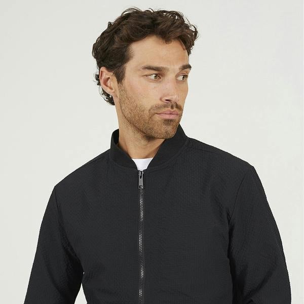 Brave Soul Black Seersucker Bomber Jacket - Black Image 4