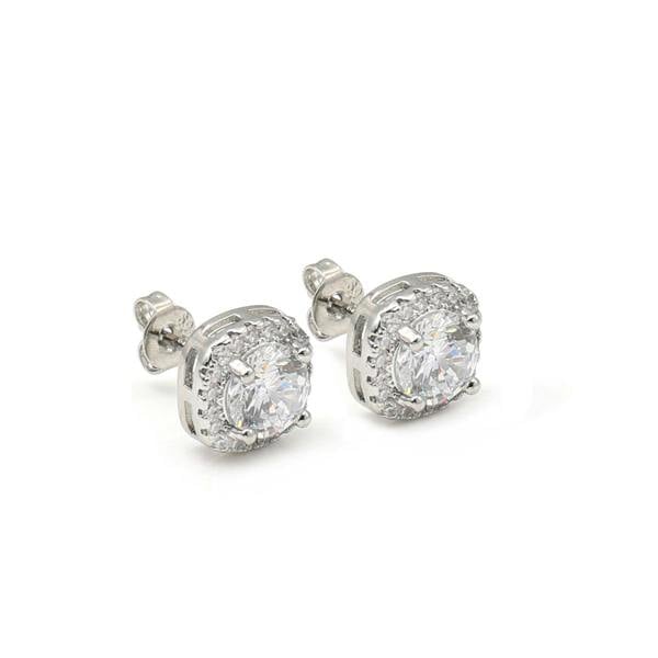 Say It With Cushion Cut Halo Earrings - Silver