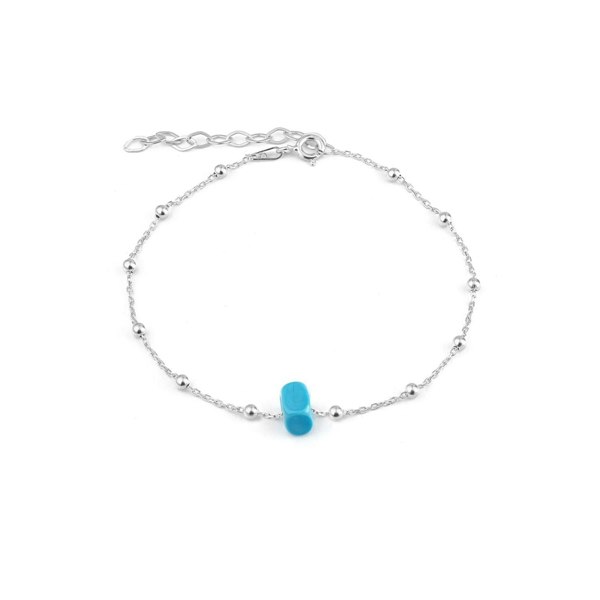 Spero London Sterling Silver Beaded Satellite Chain Bracelet With Turquoise Gemstone