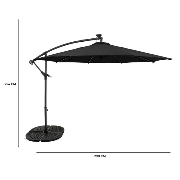 Jardi LED Cantilever Parasol 3m With Full Fan Base – Black