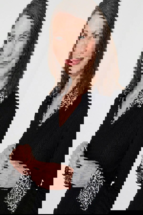 Black | Animal Print Layered Shirt Jumper Top
