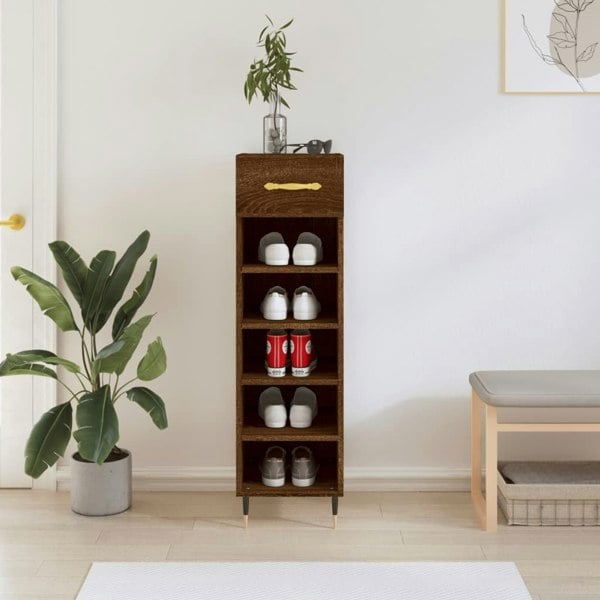 Berkfield Shoe Cabinet Brown Oak 30x35x105 cm Engineered Wood