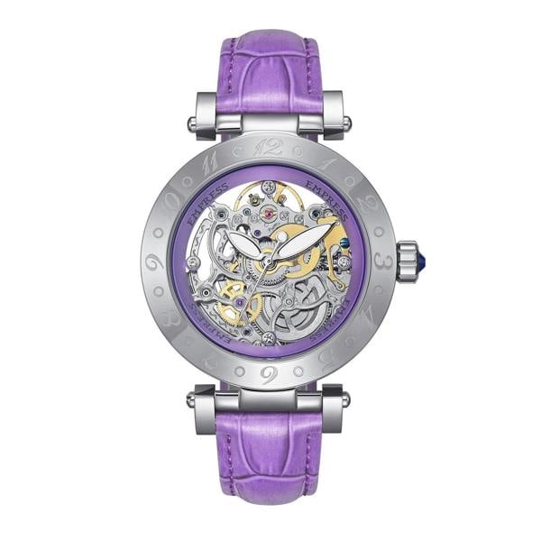 Empress Theodora Automatic Leather-Band Watch - Silver/Purple - EMPEM3703