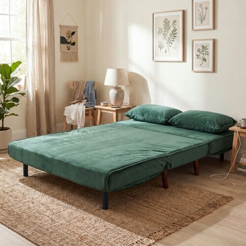 Kosy Koala Double Sofa Bed Sleeper Foldable Portable Pillow Lounge Couch Green Sofa