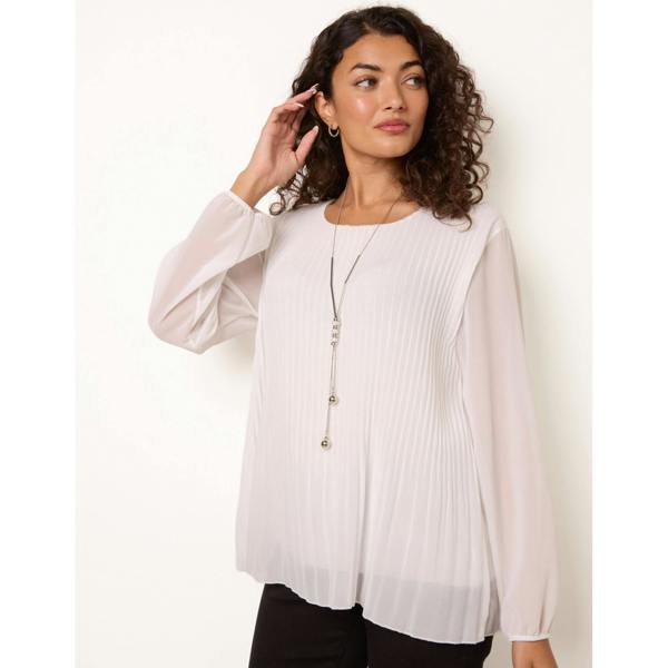Blue Vanilla Long Sleeve Pleated Top