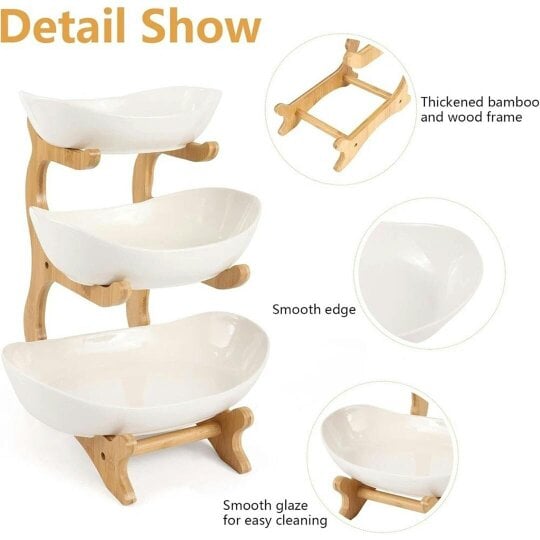 Havendro 3 Tier Fruit Storage Basket Bowl Holder Vegetable Utility Rack & Dining Stand