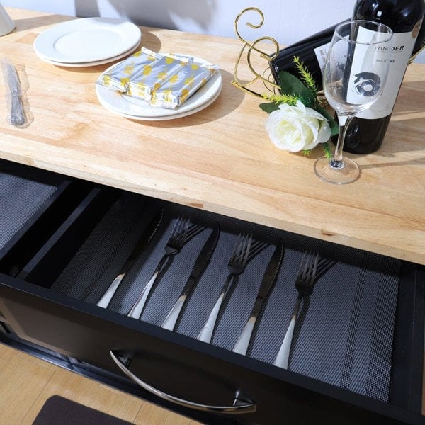 3ft Wooden Large Catering Trolley Cart Kitchen Cabinet with Drawer Kitchen Trolleys Living and Home