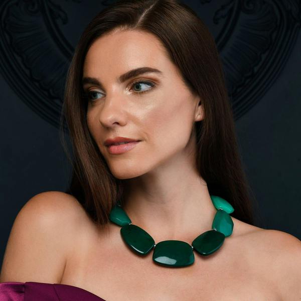 Chunky Green Statement Necklace for Women - namana.london
