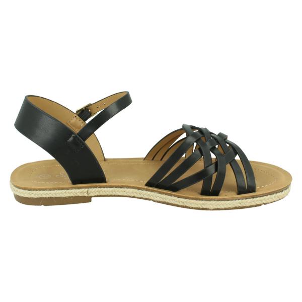Savannah Ladies Savannah Flat Ankle Strap Sandal with Weaved Upper F00442