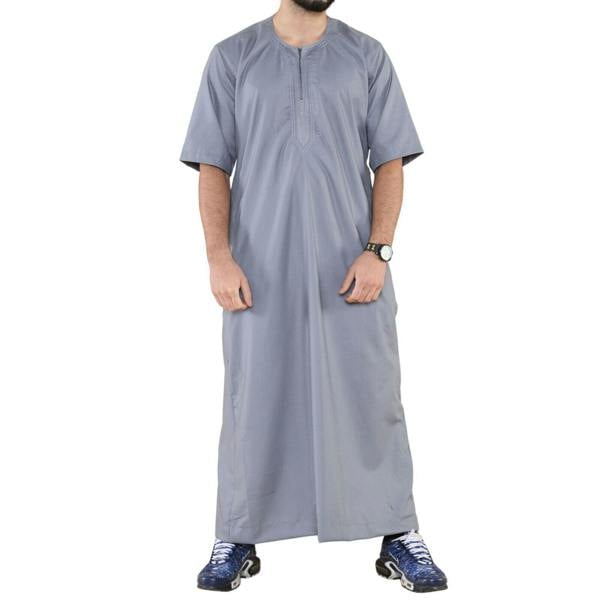 Infinity Leather Mens Thobe Jubba Islamic Arab Moroccan Saudi Zipped Kaftan Arab Robe