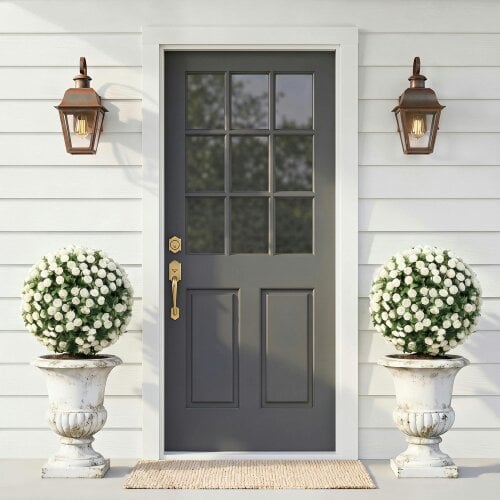 HOMCOM Artificial Rose Topiary, UV Resistant, 2-Pack, 55 cm - White