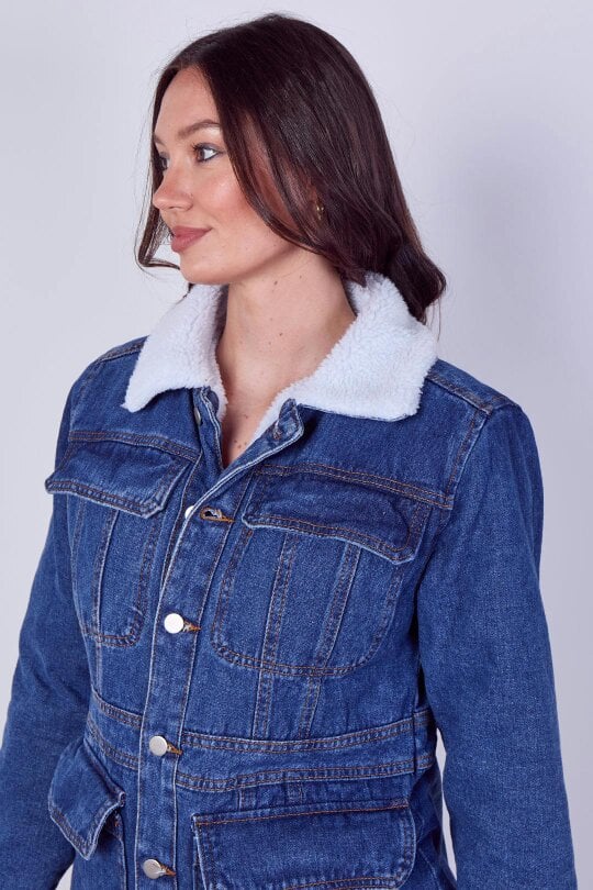 Women's Denim Sherpa Jacket – Fleece Lined Denim Jacket