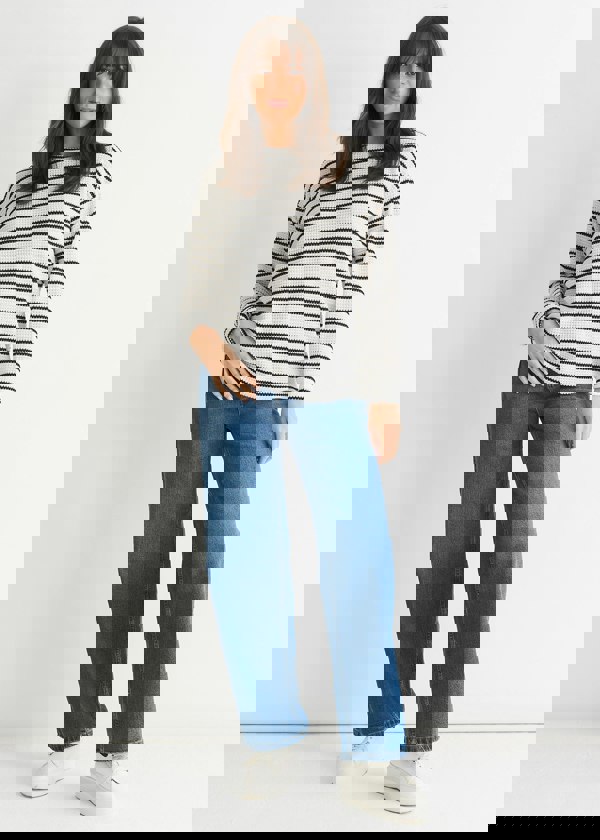 Gini London Mono Stripe Oversized Knit Jumper