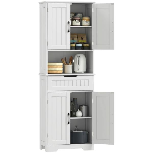 HOMCOM 172 cm Tall Kitchen Pantry Cupboard with Small Open Counter, White