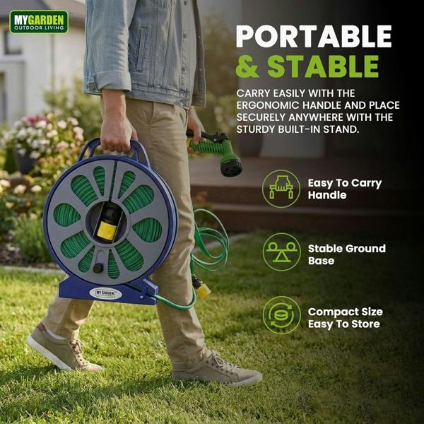 My Garden Outdoor Living My Garden Expandable Garden Hose Pipe 50ft/15m - Flexible Expanding Hose with 7-Mode Spray Gun, Tap Connector & Wind Reel