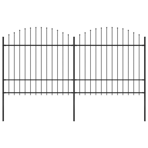 Berkfield Garden Fence with Spear Top Steel (1.5-1.75)x3.4 m Black