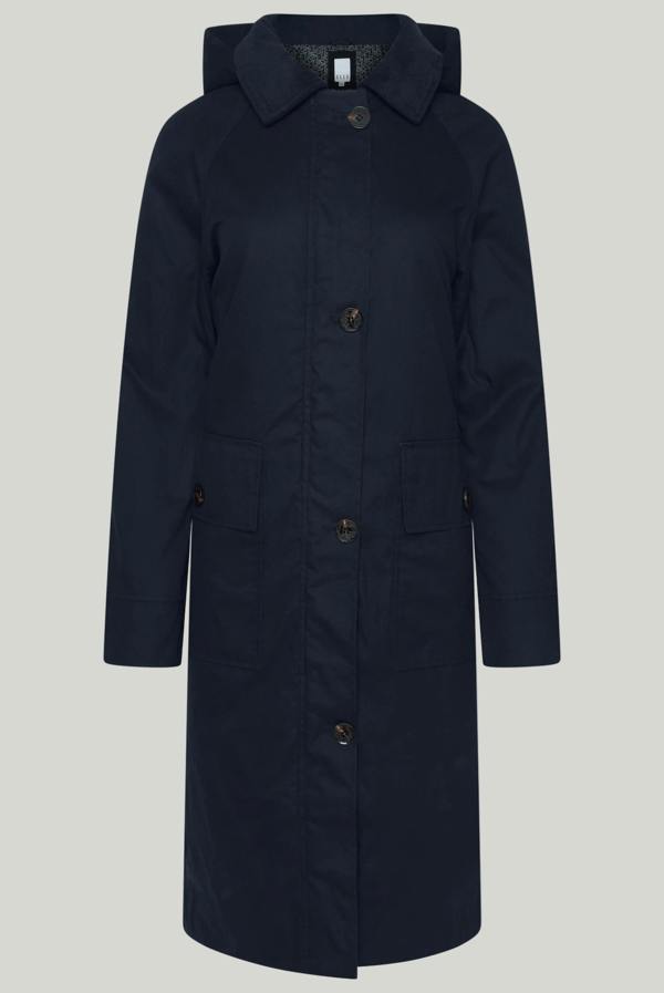 Elle Waxed Cotton Long Coat