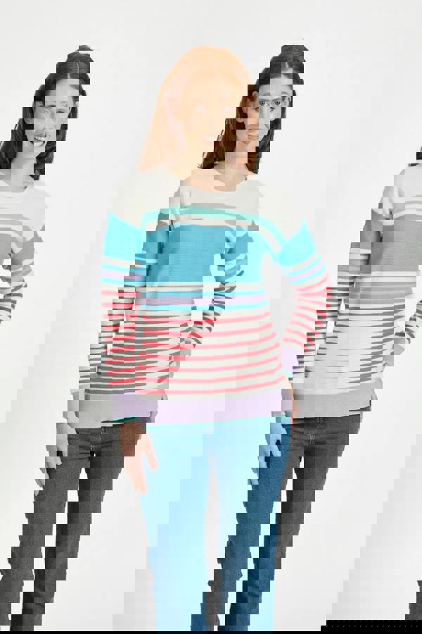 Mudflower Ottoman Multi-Stripe Pattern Knit Jumper