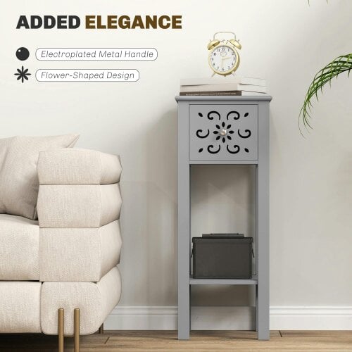 Wyld Haus Elne Set Of 2 Grey Wooden Floral Cut Out Accent Side Tables