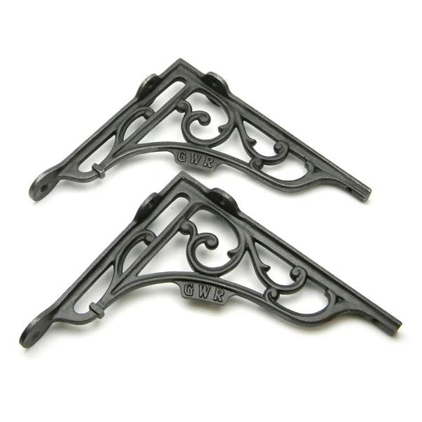 Pair of Antique Cast Iron 'GWR' Railway Victorian Style Shelf Brackets 