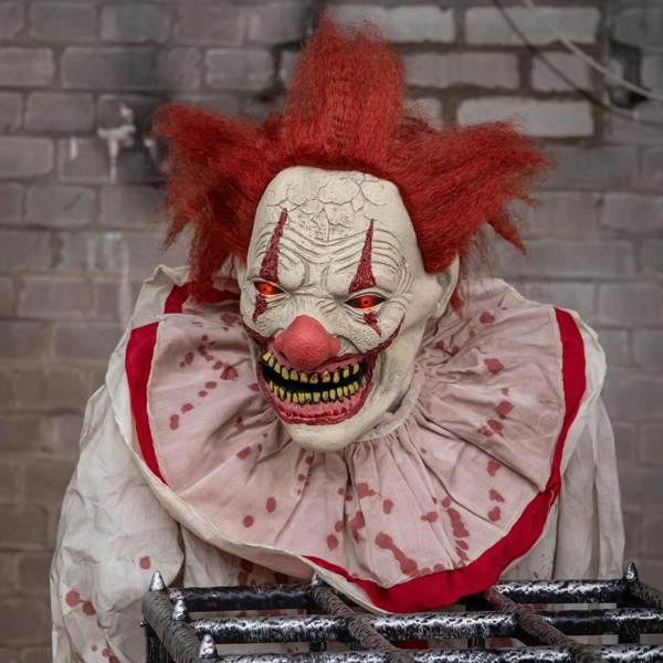 Samuel Alexander 7ft Tall Giant Cagey The Clown with Girl Halloween Animatronic Decoration