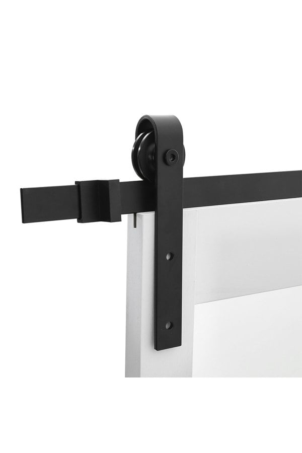 Living and Home 91cm W x 3.5cm D x 213cm H Farmhouse Style Wooden Barn Door with 183cm Slide Guide Dark Grey