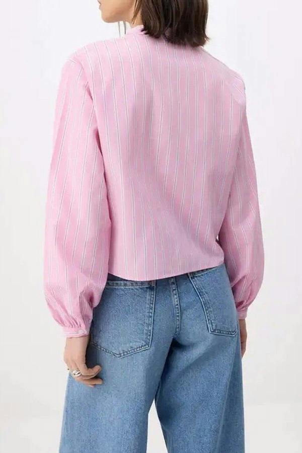 WOVCOR Striped Tie-Up Relaxed Fit Shirt