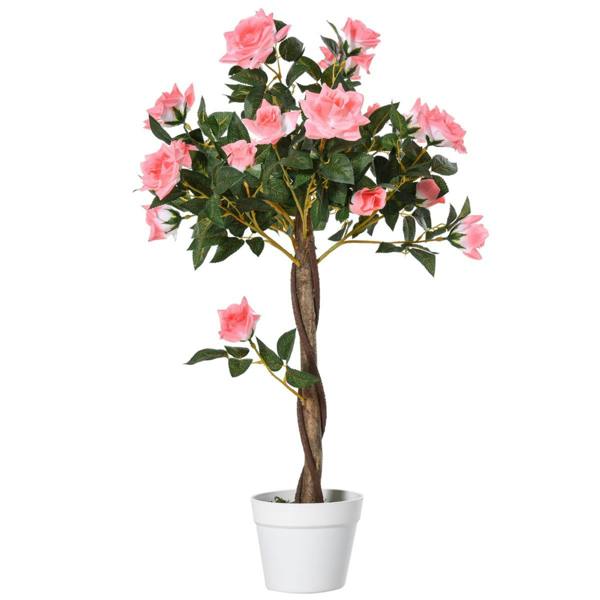 Dyzi 90cm Artificial Rose Tree 21 Flowers Potted Decorative Plant
