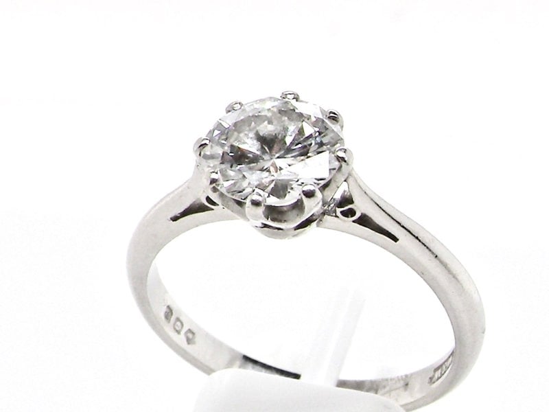 Vintage Tom Solitaire 1.2ct Diamond White Gold Engagement Ring