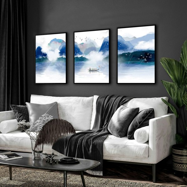 Art painting for living room | set of 3 Japanese wall art