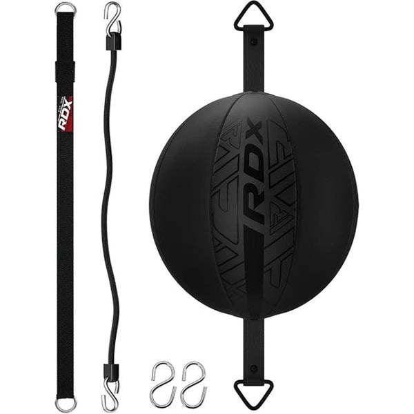 RDX Sports 3PC SPEED DOUBLE END BALL F6 MATTE BLACK PLUS + ROPE REGULAR + IRON FLOOR HOOK SILVER