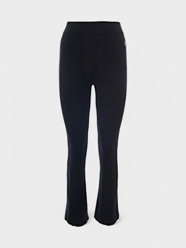 Moncler Viscose Crepe Stretch Ribbed Knitted Leggings Black - Supplied FashionMoncler