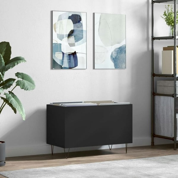Berkfield Record Cabinet Black 74.5x38x48 cm Engineered Wood
