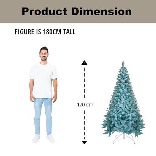 4ft to 8ft Blue Flocked Artificial Christmas Tree with Snowy Winter Effect and 308 Tips image 8